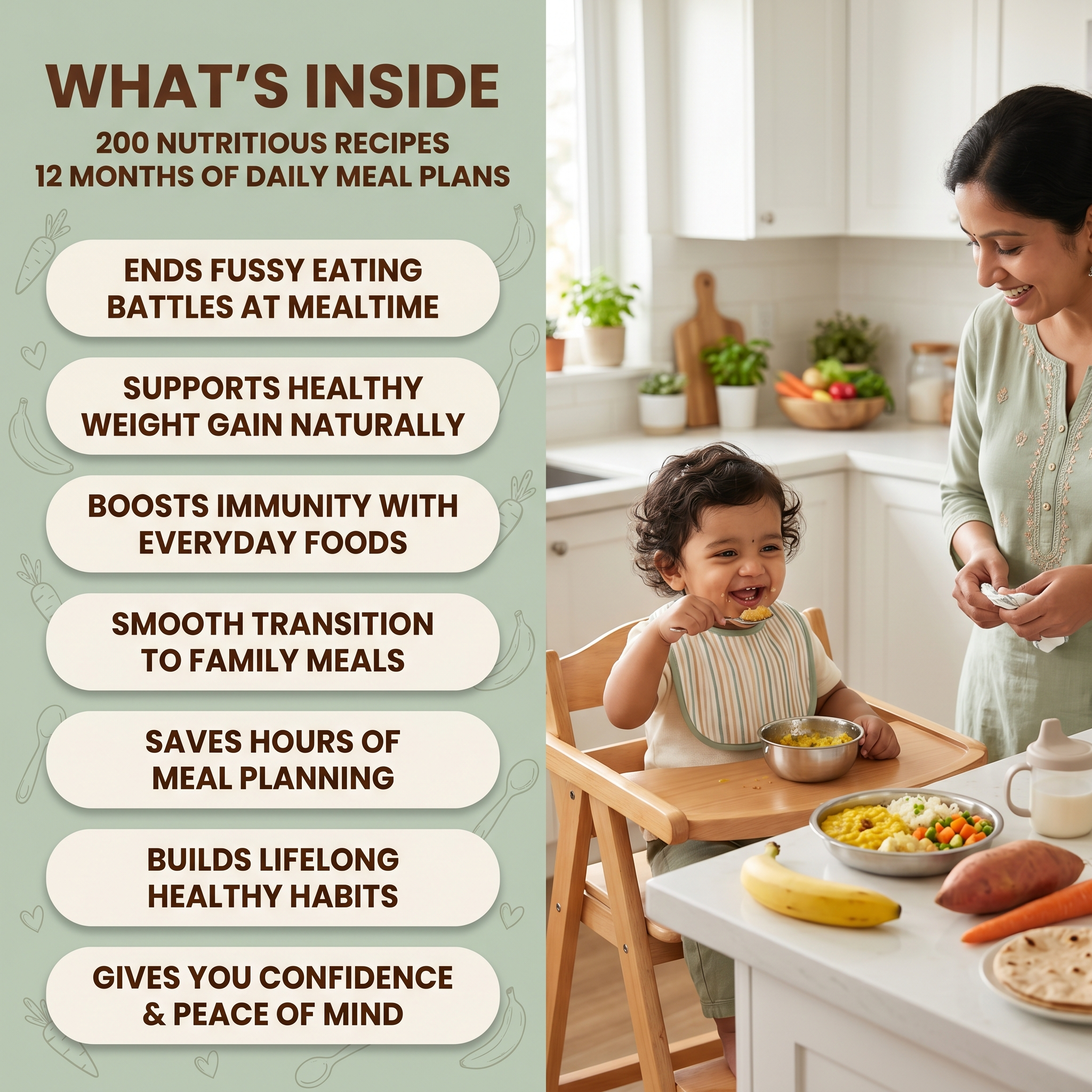 Happy Bites | 200 Nutritious Recipes + Daily Meal Plan for 1-2 Year Old Toddlers