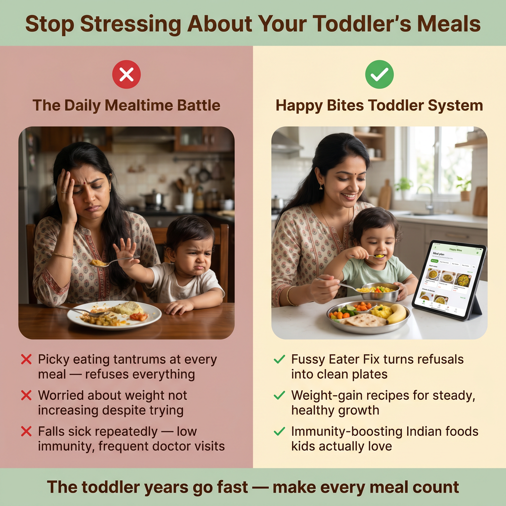 Happy Bites | 200 Nutritious Recipes + Daily Meal Plan for 1-2 Year Old Toddlers